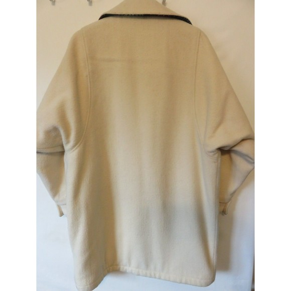 Vintage The Woolrich Woman Sz Small Off White/Ivory Wool Button Front Car Coat - Picture 7 of 7